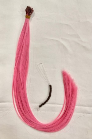 Fiber Renkli Boncuk Kaynaklık Saç Pembe  10 Adet +Takım Boncuğu